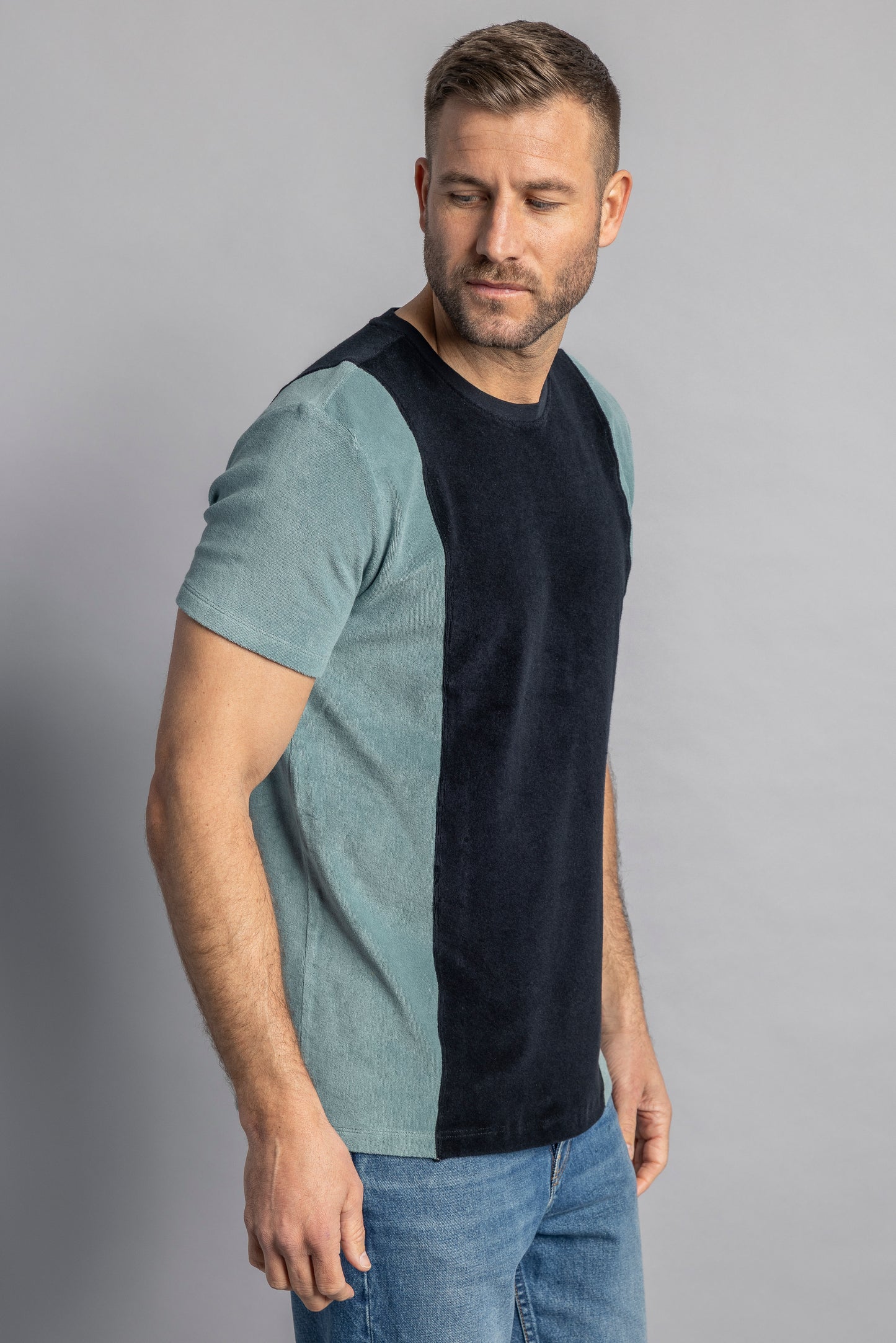 UPCYCLING Two-tone Terry T-Shirt, L