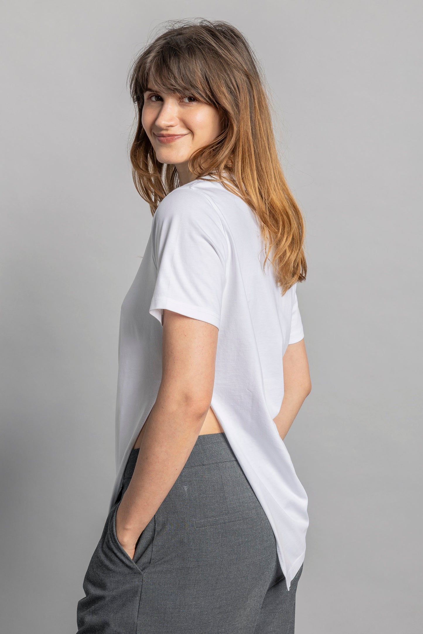 UPCYCLING Asymmetrical T-Shirt White