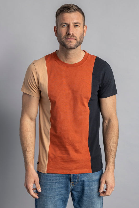 UPCYCLING Tricolor Patchwork T-Shirt, L