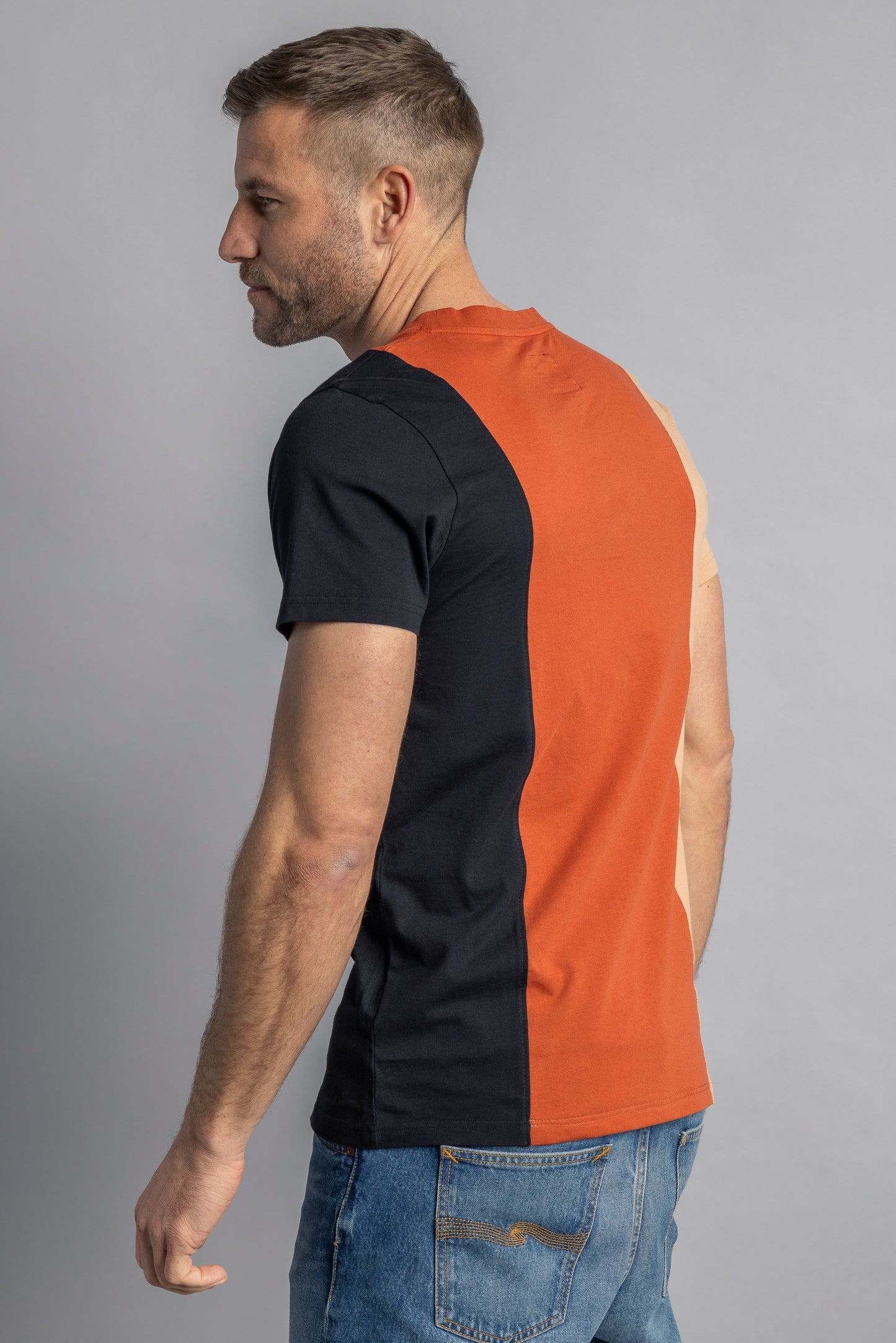 UPCYCLING Tricolor Patchwork T-Shirt, L