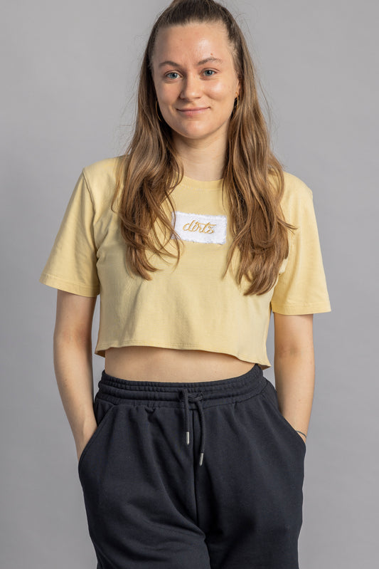 Upcycling Cropped T-Shirt Mellow Yellow, size S