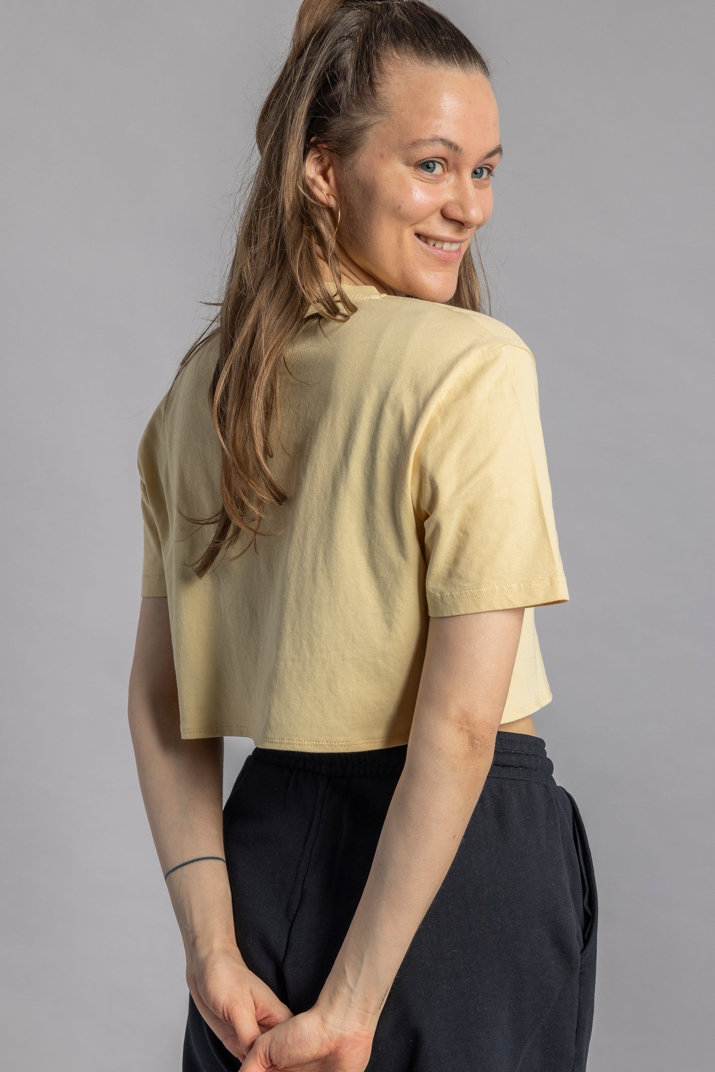 Upcycling Cropped T-Shirt Mellow Yellow, size S