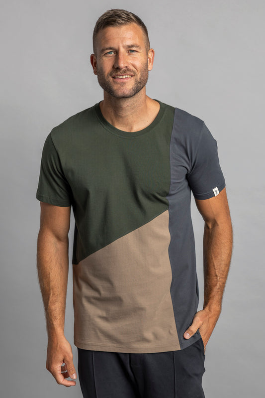 UPCYCLING Patchwork T-Shirt Moss Green