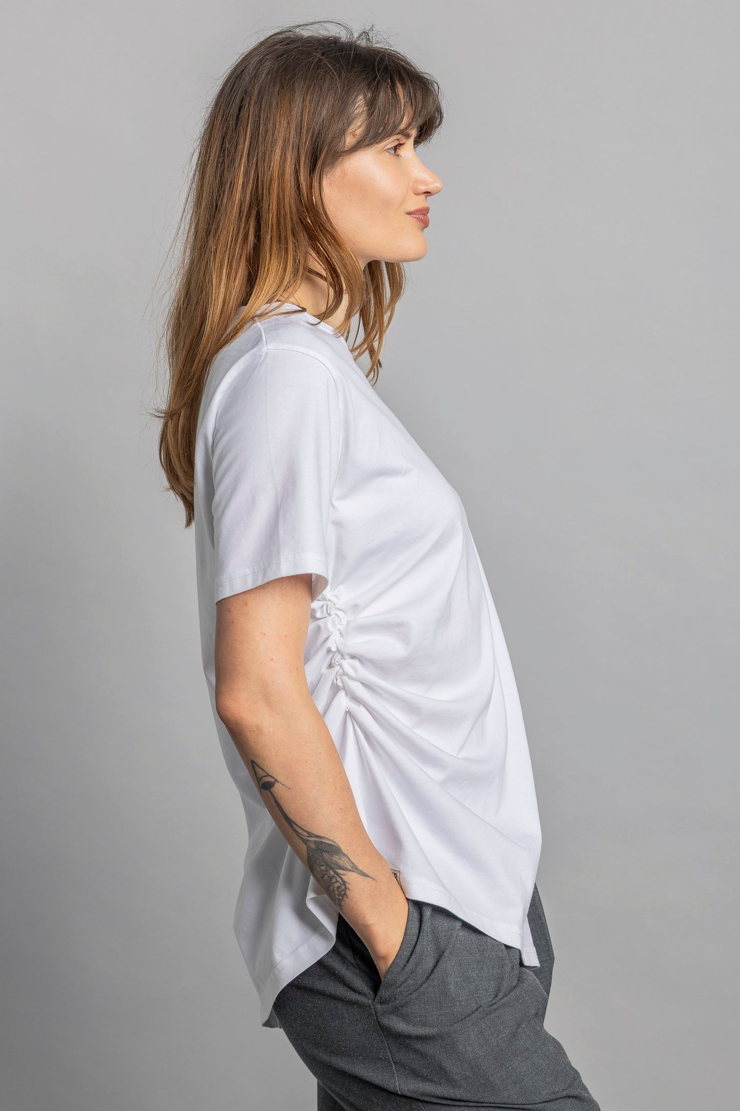 UPCYCLING Asymmetrical T-Shirt White