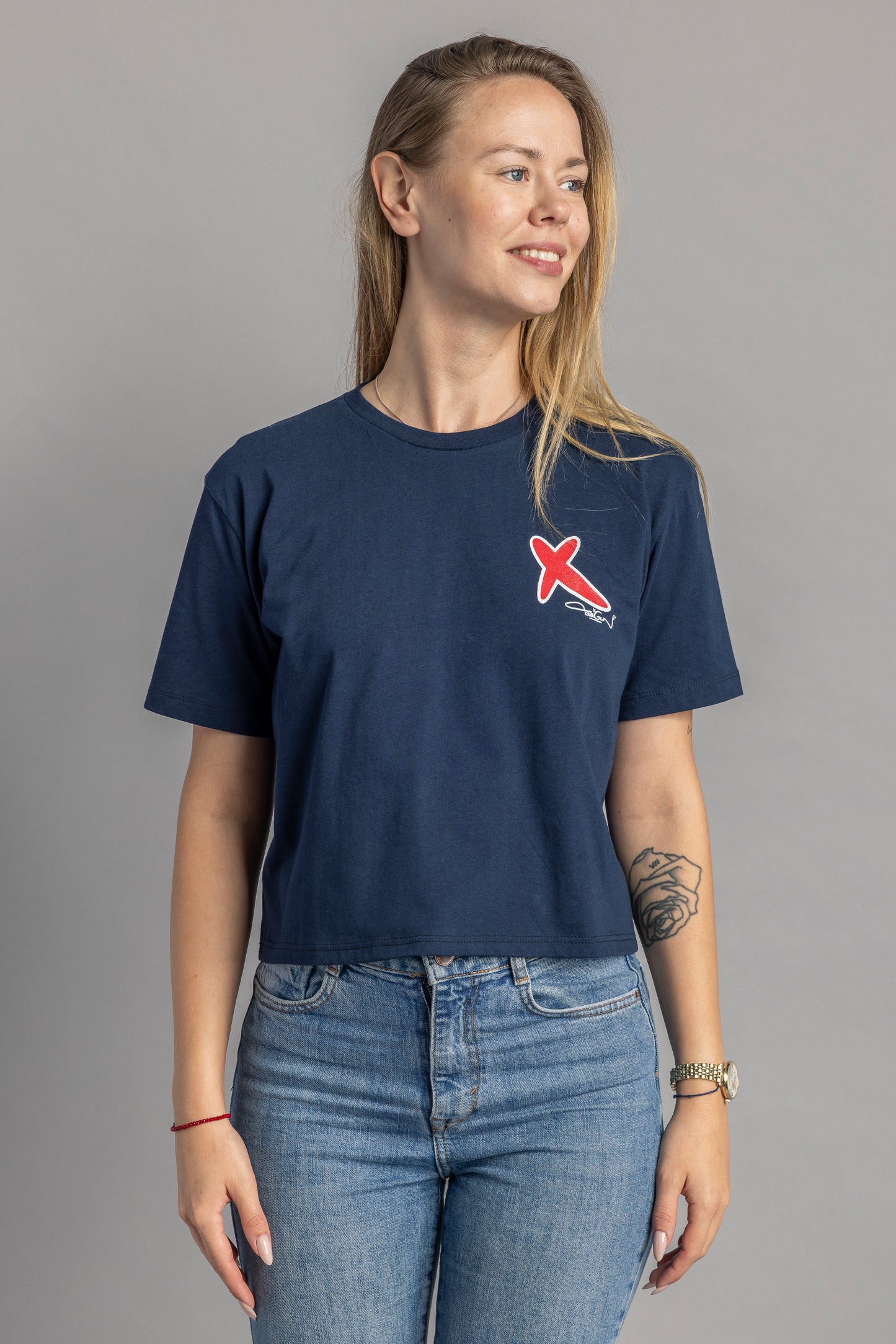 UPCYCLING Logo Tag Cropped T-Shirt, S