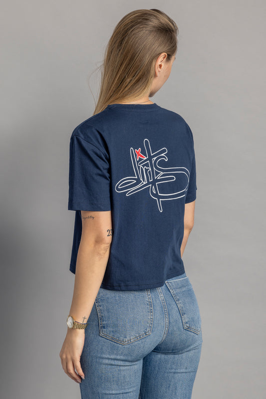 UPCYCLING Logo Tag Cropped T-Shirt, S