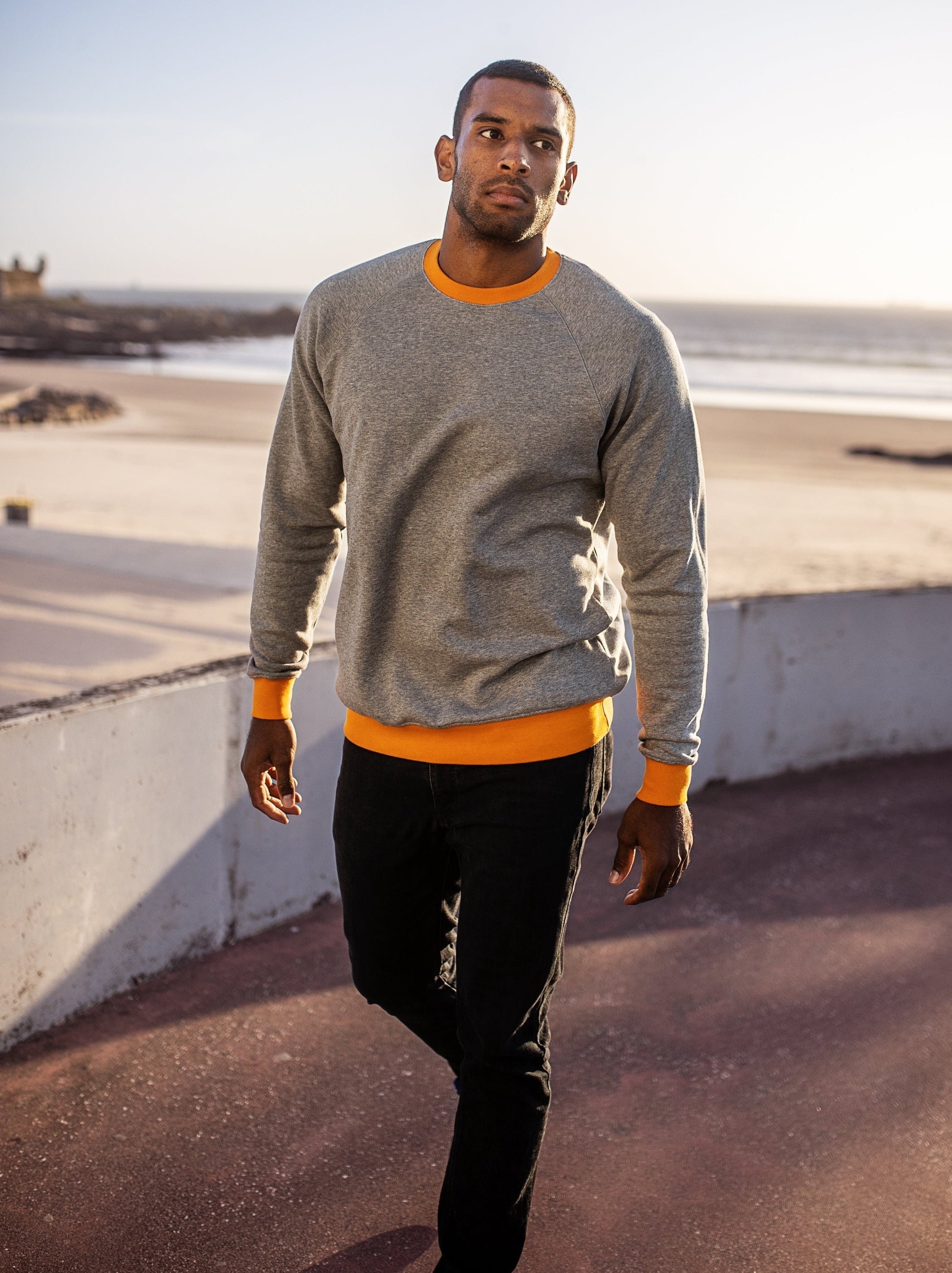 Grey Melange/Orange