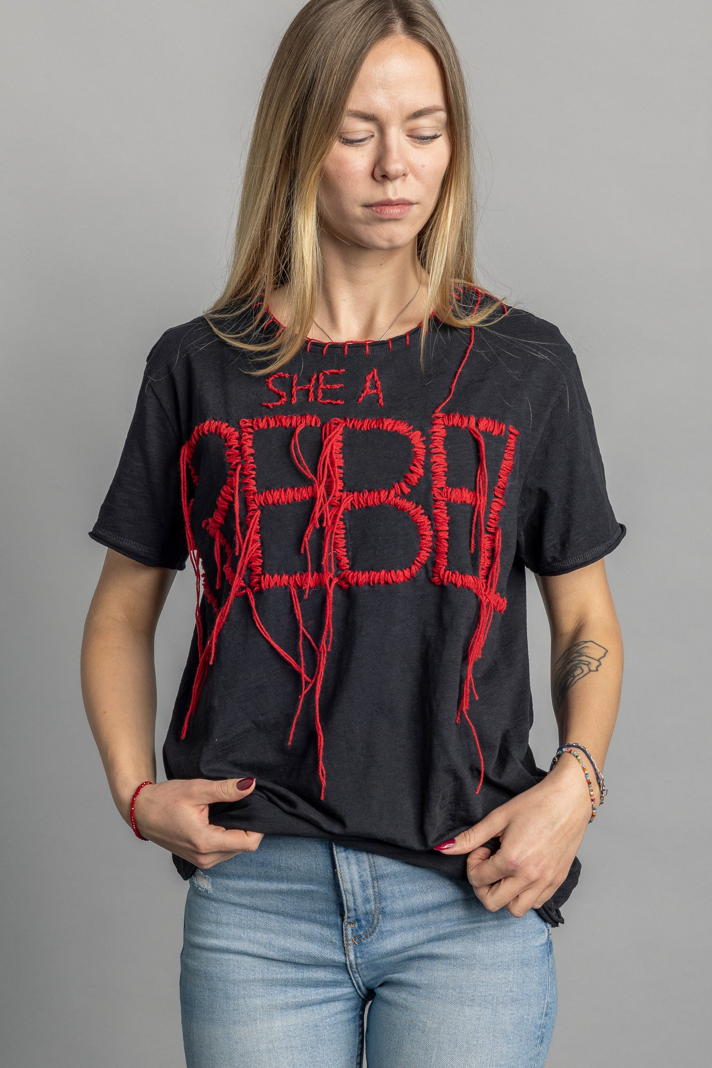 Upcycling Masterpiece T-Shirt "REBEL" Gr. S