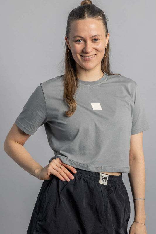 UPCYCLING Cropped T-Shirt Silver Dust, S