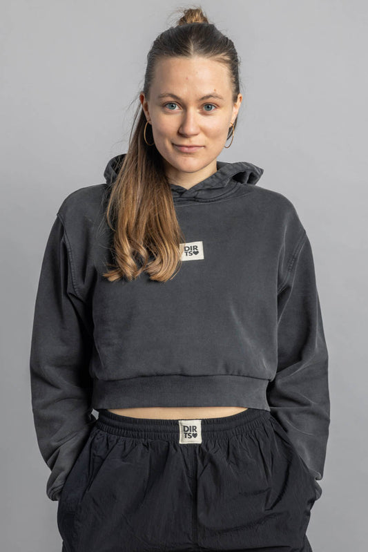 UPCYCLING Cropped Hoodie Faded Black, S