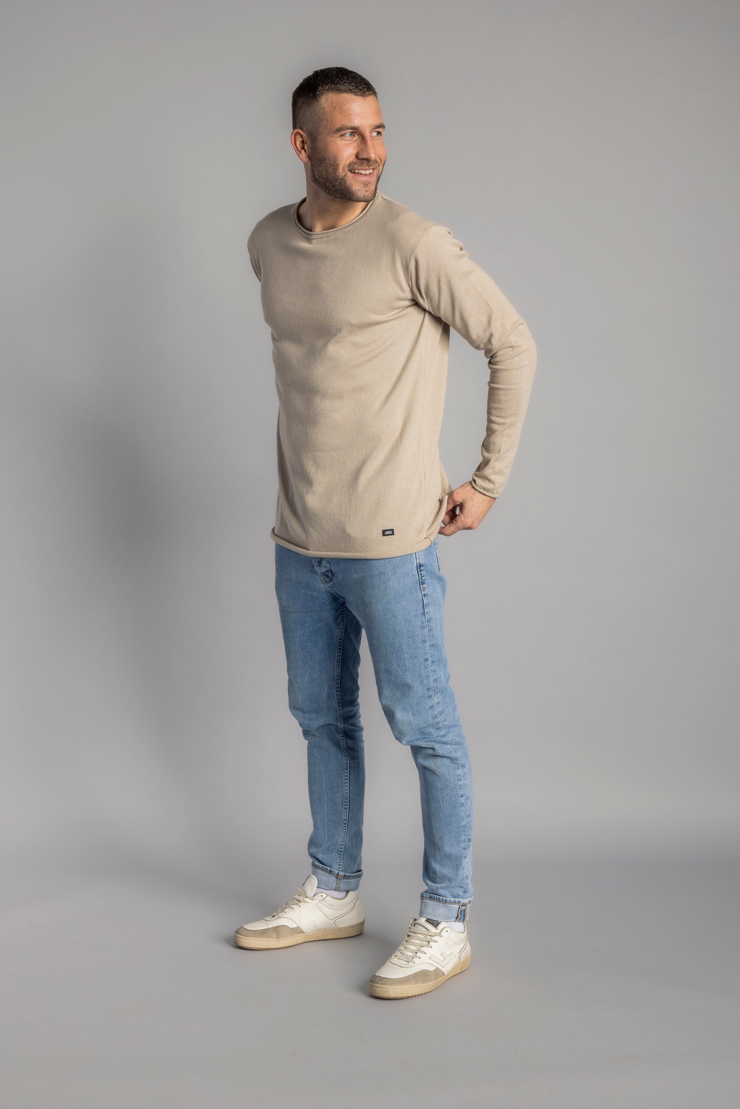 Knitted longsleeve, cold beige