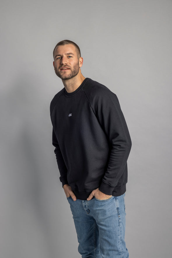 Raglan Logo Sweatshirt Unisex, Schwarz