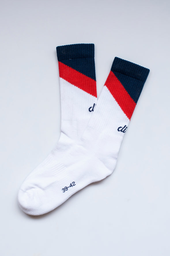 ZIG ZAG Socks, Weiß/Rot/Blau