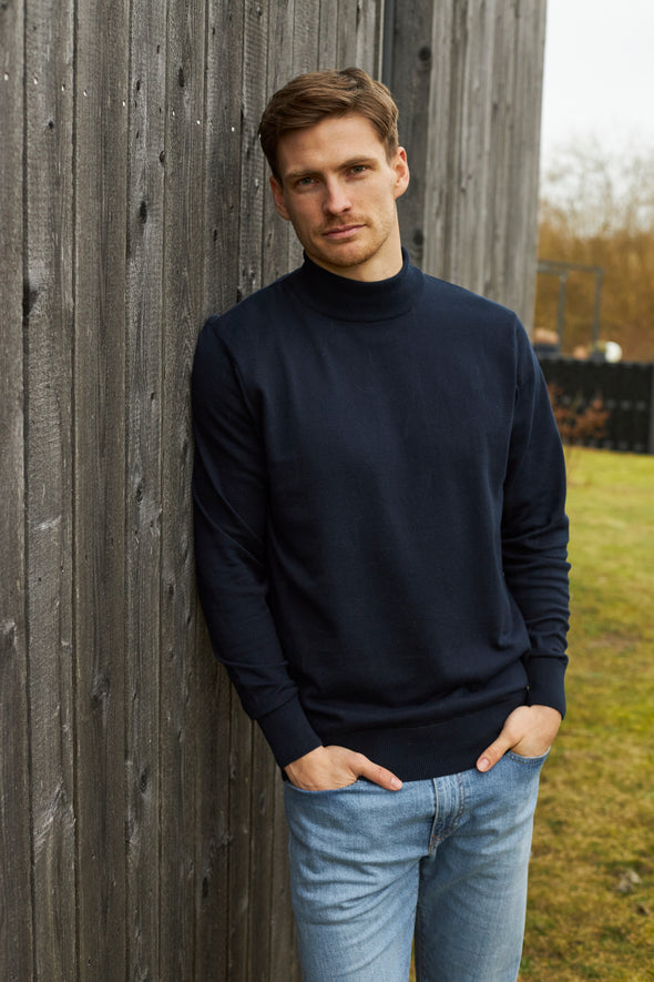 Turtleneck Strick-Pullover, Navy