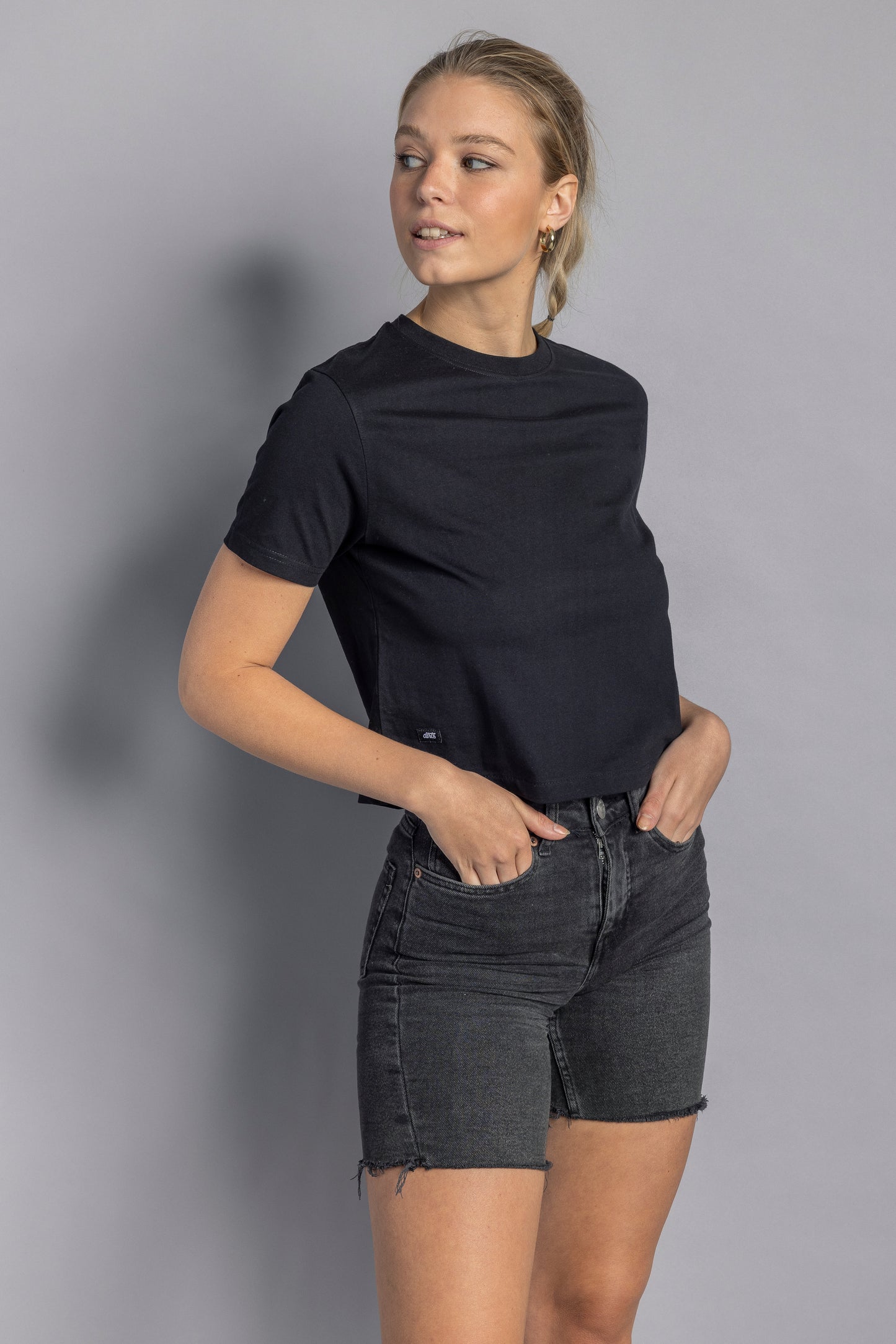 UPCYCLING Cropped Top Ladies, Schwarz