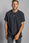 Recycled Cotton Logo Oversized T-Shirt, Schwarz