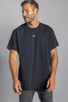 Recycled Cotton Logo Oversized T-Shirt, Schwarz