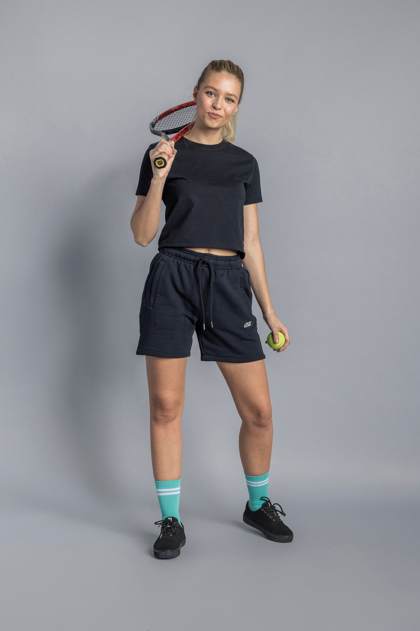 UPCYCLING Cropped Top Ladies, Schwarz