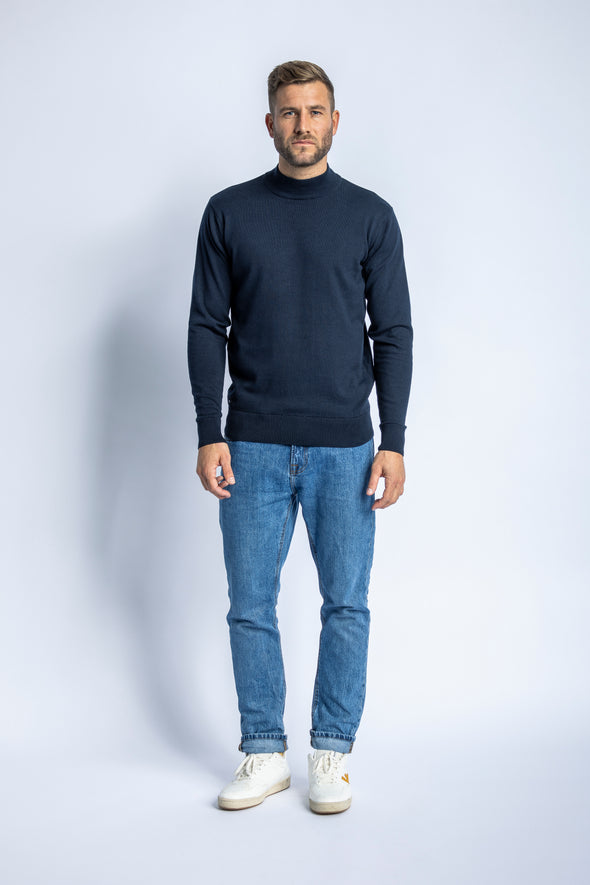 Turtleneck Strick-Pullover, Navy