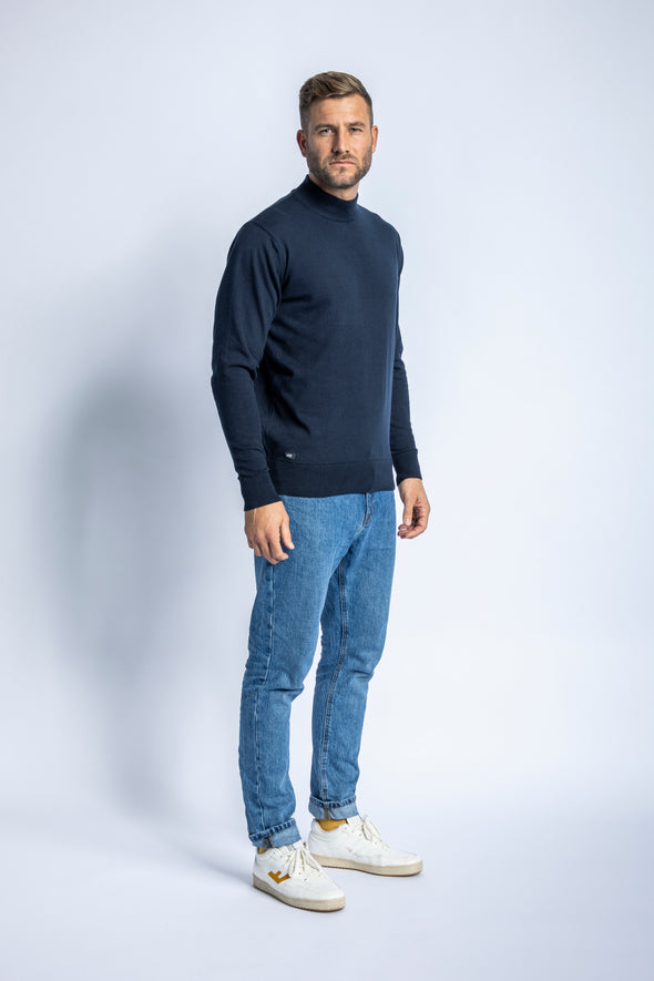 Turtleneck Strick-Pullover, Navy