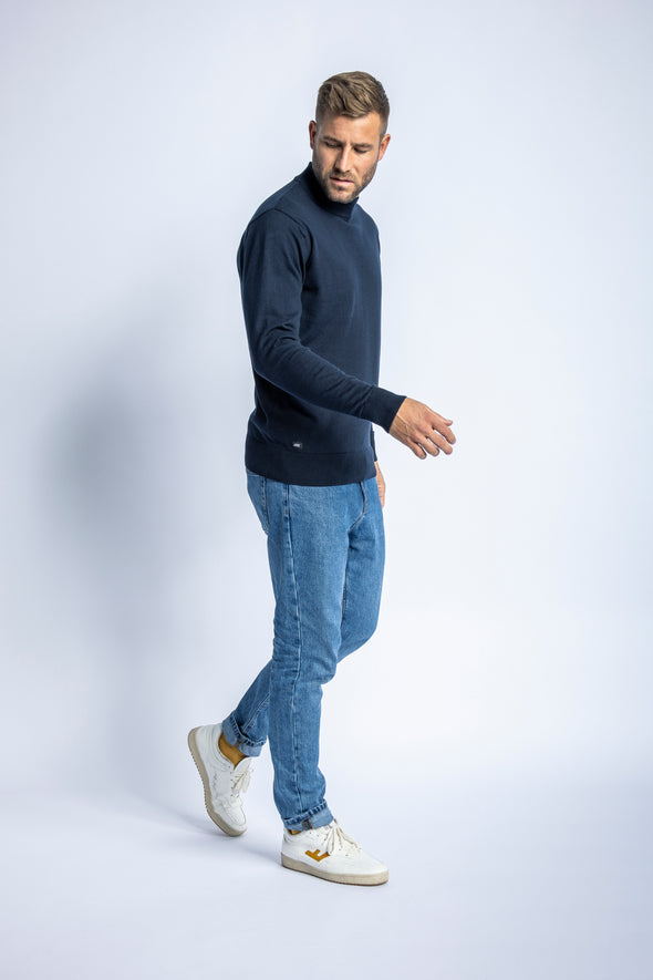 Turtleneck Strick-Pullover, Navy