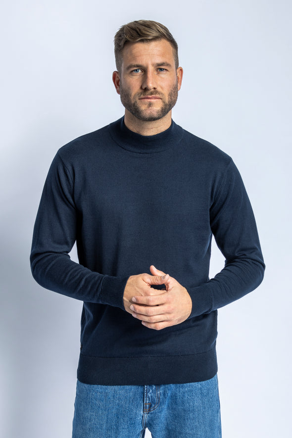 Turtleneck Strick-Pullover, Navy