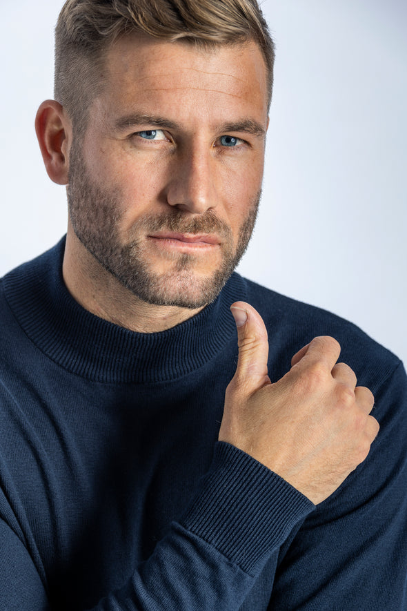 Turtleneck Strick-Pullover, Navy