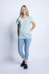 Premium Logo T-Shirt Ladies, Aqua Blau