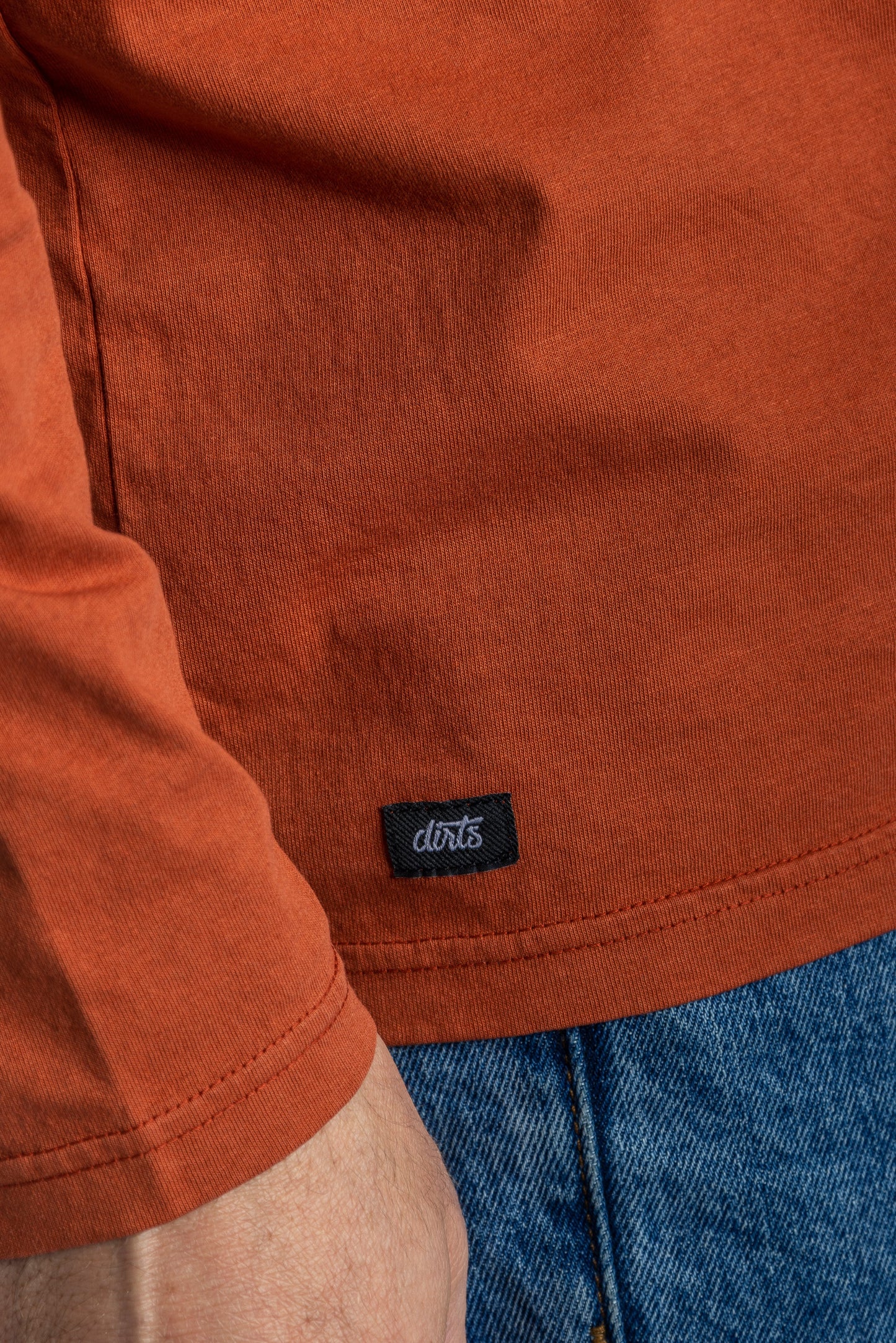 Recycled Cotton Logo Longsleeve Shirt, Rust