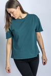 Recycled Cotton Oversized T-Shirt Ladies, Petrol