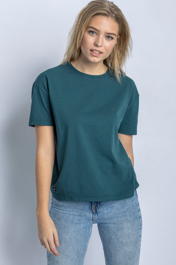 Recycled Cotton Oversized T-Shirt Ladies, Petrol