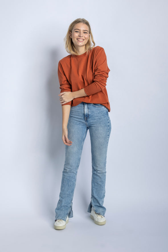 Recycled Cotton Longsleeve Shirt, Rust