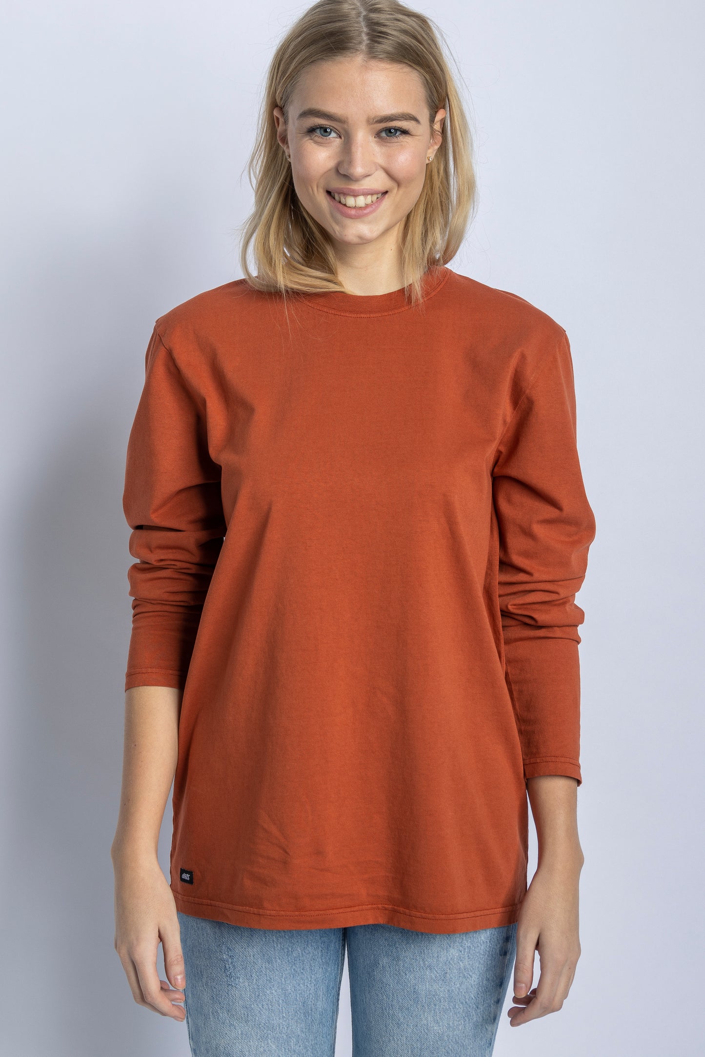 Recycled Cotton Longsleeve Shirt, Rust