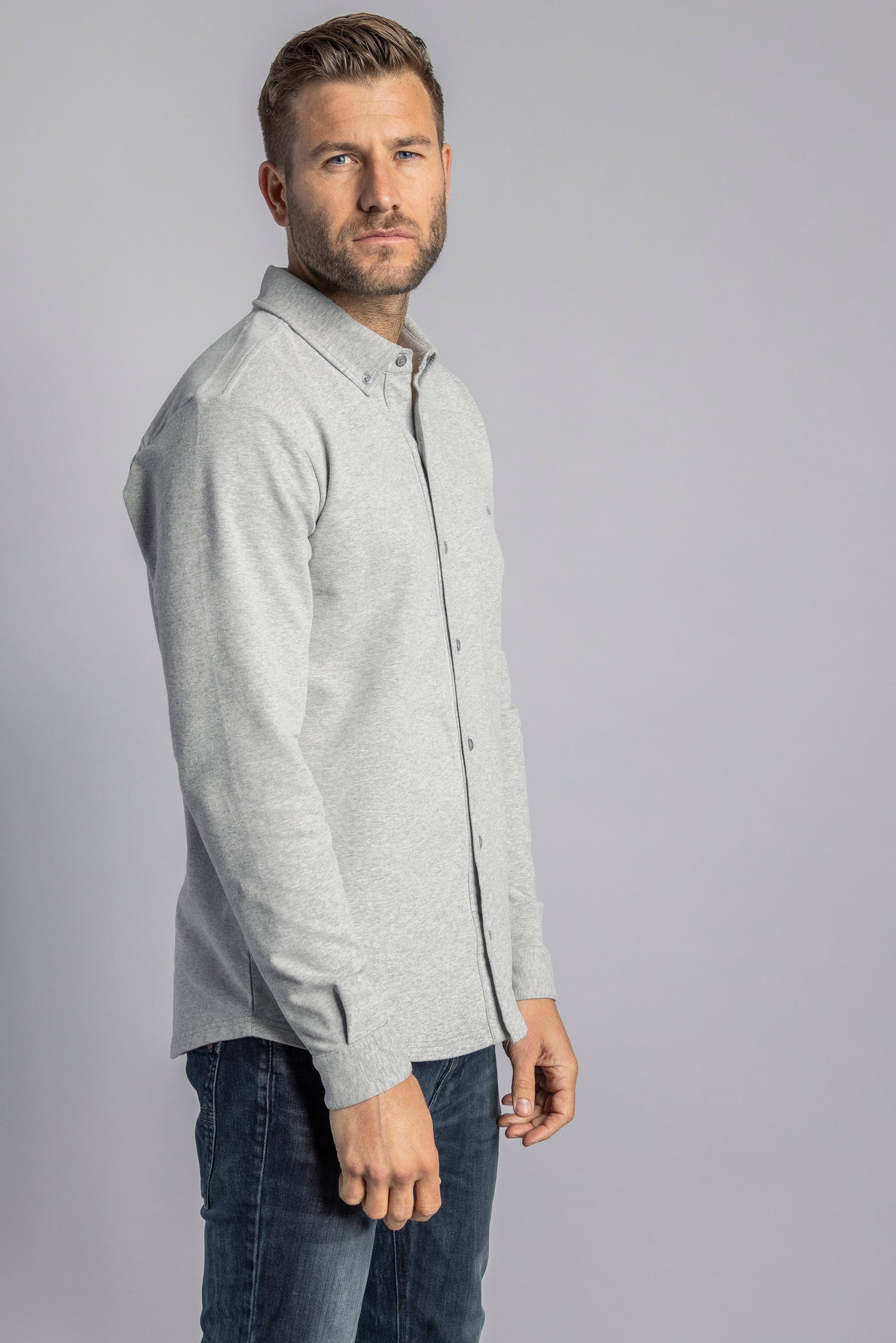 Organic Jersey Hemd, Grey Melange