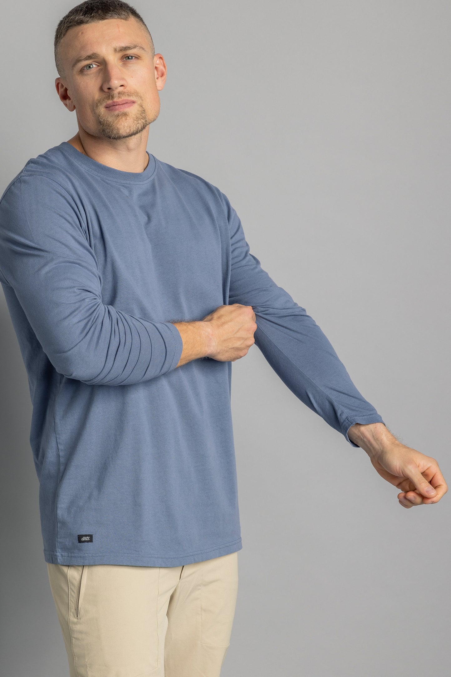 Recycled cotton longsleeve shirt, aquamarine