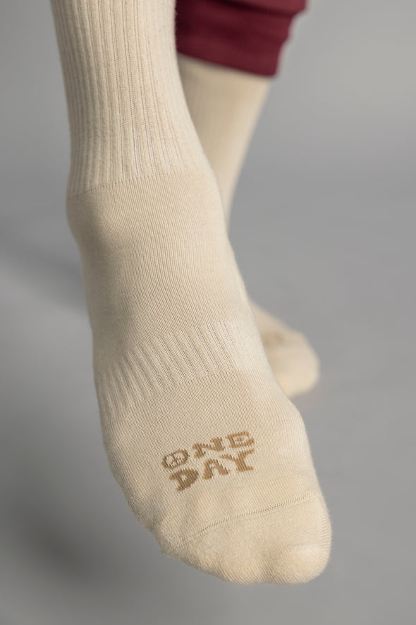 ONE DAY Love & Peace Socks, Beige