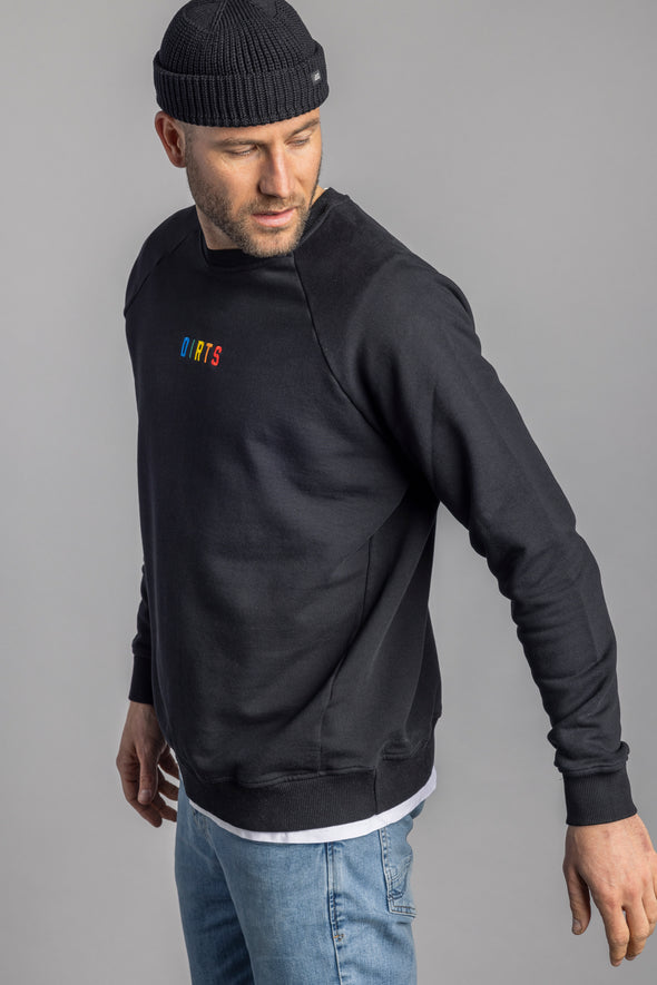 Rainbow Raglan Sweatshirt Unisex, Schwarz