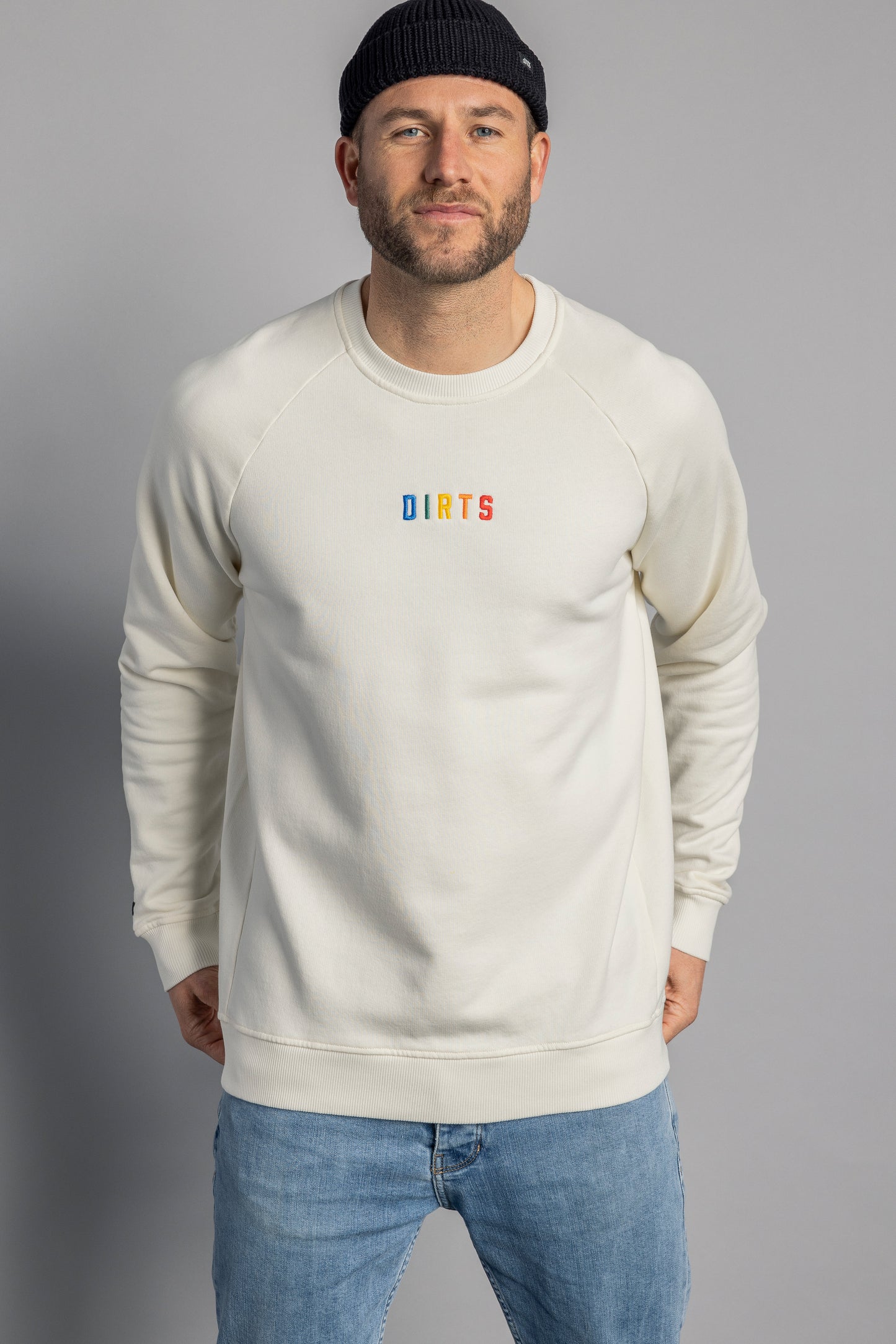 Rainbow Raglan Sweater Unisex, Off-White