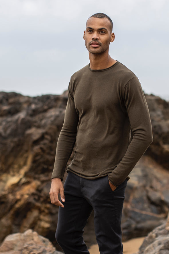 Strick-Longsleeve, Khaki
